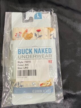 Duluth Trading Co Buck Naked Hi-Cut Briefs - Cream with Chickens